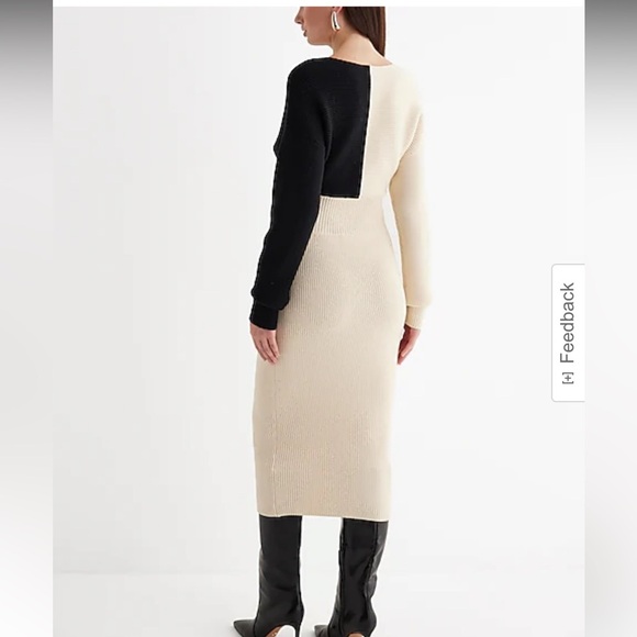 Express Black and Cream Midi Dress EUC - Picture 2 of 12